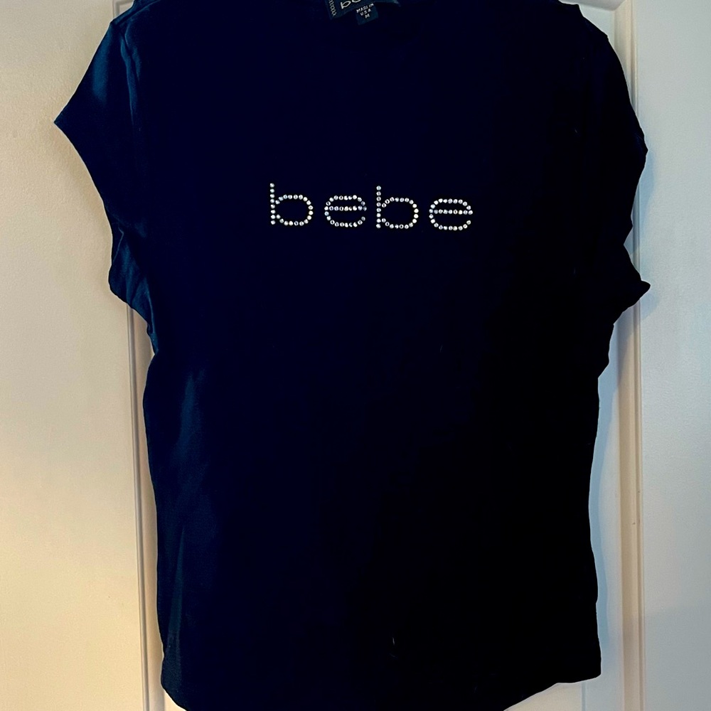 BEBE Crystal Logo Short Sleeve Tee